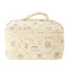 Women Cute Storage Handbag Printed Cotton Quilted Makeup Handbag Large Capacity Zipper Closure Female Travel Bag