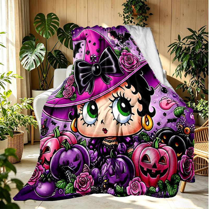 Betty Boop Pattern Blanket for Home Decoration, Bed, Sofa, Car Travel, Camping, Suitable for All Seasons, Birthday Christmas Gift
