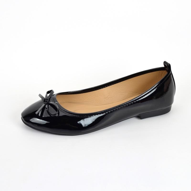Scarpe basse da donna a punta rotonda in morbida pelle con nuovo fiocco a farfalla casual nere scarpe da donna stile ballerina scarpe singole 2025