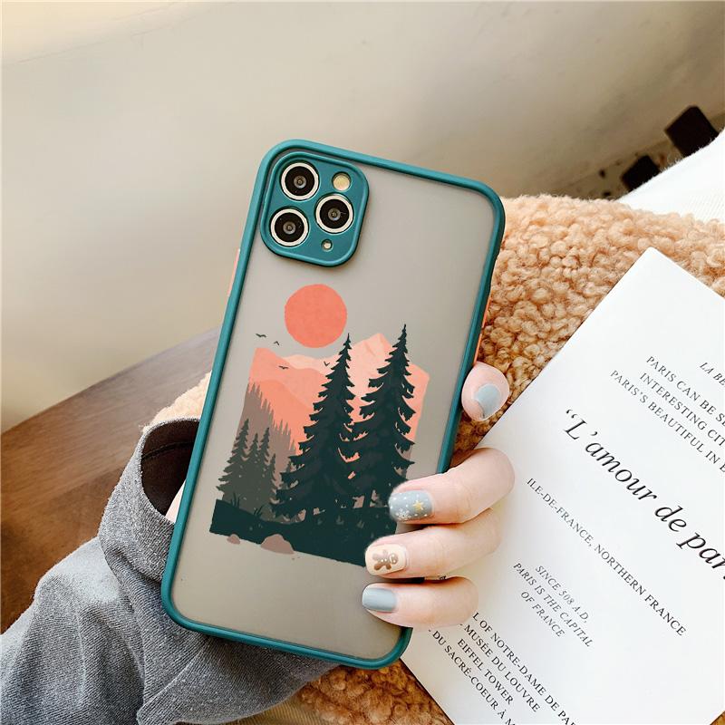 Mountain Tree Sunset Phone Case For iPhone 7 8 Plus SE2 For Iphone X XR Xs Max 16 11 12 13 14 15 Mini Pro Max Shockproof Cover
