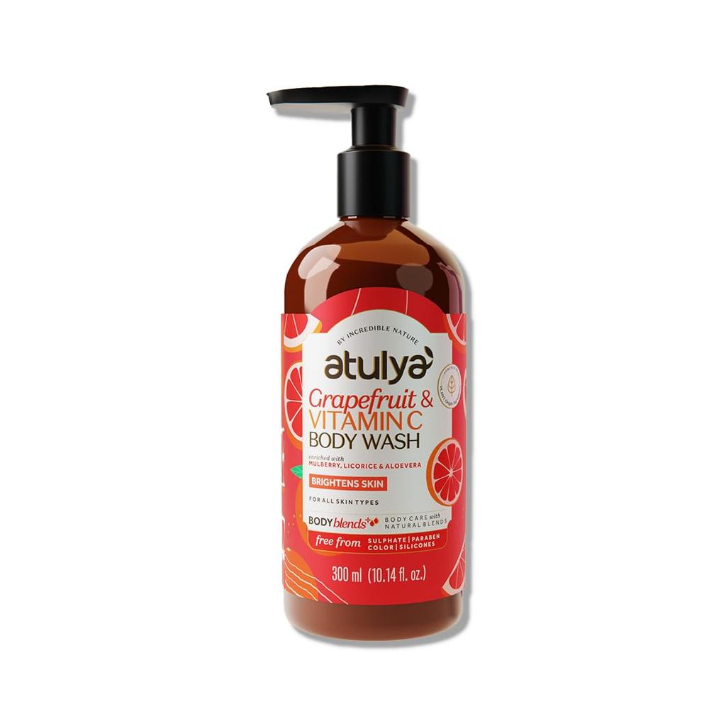 Atulya Grapefruit & Vitamin C Body Wash | Brightens Skin | Citrusy Fragrance | Hydrates and Nourishes | Paraben & SLS Free | Suitable for All Skin T