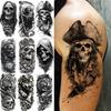1 Blatt Gruseliger Sensenmann Totenkopf Temporäre Tattoos Halloween Tattoos Langlebig Wasserdicht Tiger Wolf Bestie Fake Tattoo Aufkleber