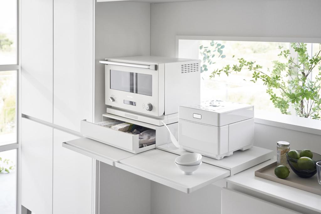 Yamazaki Jitsugyo Stopper Only Required To Be Kitchen Appliance Bottom Drawer Sliding Table White Approximately W45 X 64 X Tower with Sliding Shelf