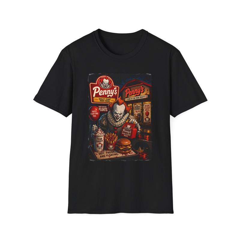 Penny s Diner Unisex T-Shirt| Retro Horror Burger Scene Pennywise Graphic Tee L