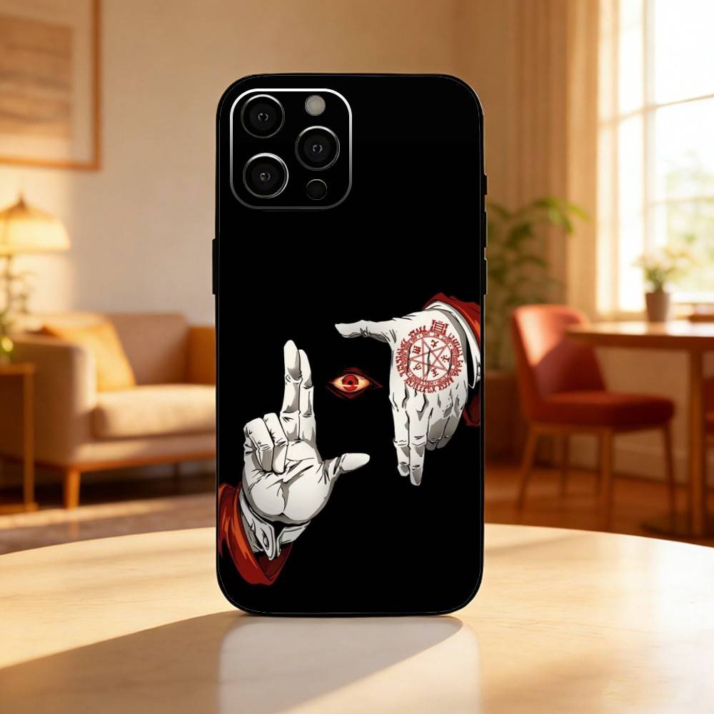 H-Hellsing Anime Cool Phone Case For iPhone17,16,15,14,13,12 Plus,Max Soft Silicone Black Cover