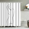 Abstract Human Figure Shower Curtain Minimalist Body Art Bathroom Decor Modern Washroom Curtain Liner Waterproof Home Textile