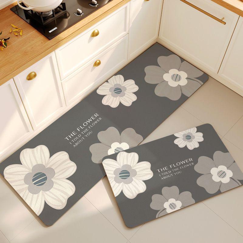 Korean Ins Style Kitchen Mat, Quick Drying Water Absorbing Non Slip Splash Proof Cushioned Floor Mat for Sink Area