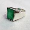 Unisex Genuine Rich Green Emerald 925 Sterling Silver Ring Jewelry