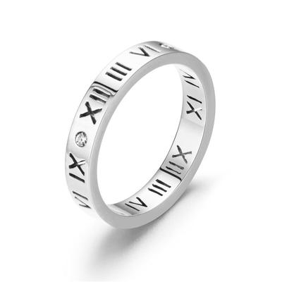 Luxury Jewelry Roman Number Stainless Steel Ring for Woman Gift Fashion Accessories Not Change Color