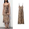 Spring New Arrival Women's Leopard Print Print Long Dress Intimates Silk Satin Texture Midi Skirt Dress 3067374
