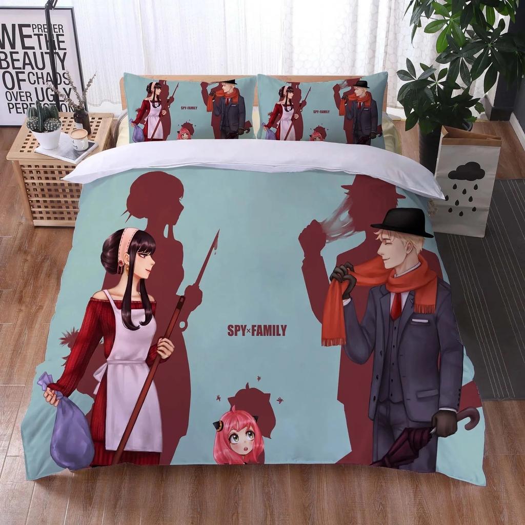 Anime Spy Family Anya Bedding Set Boys Girls Twin Queen Size Duvet Cover Pillowcase Bed Boys Adult Fashion Home Textileextile