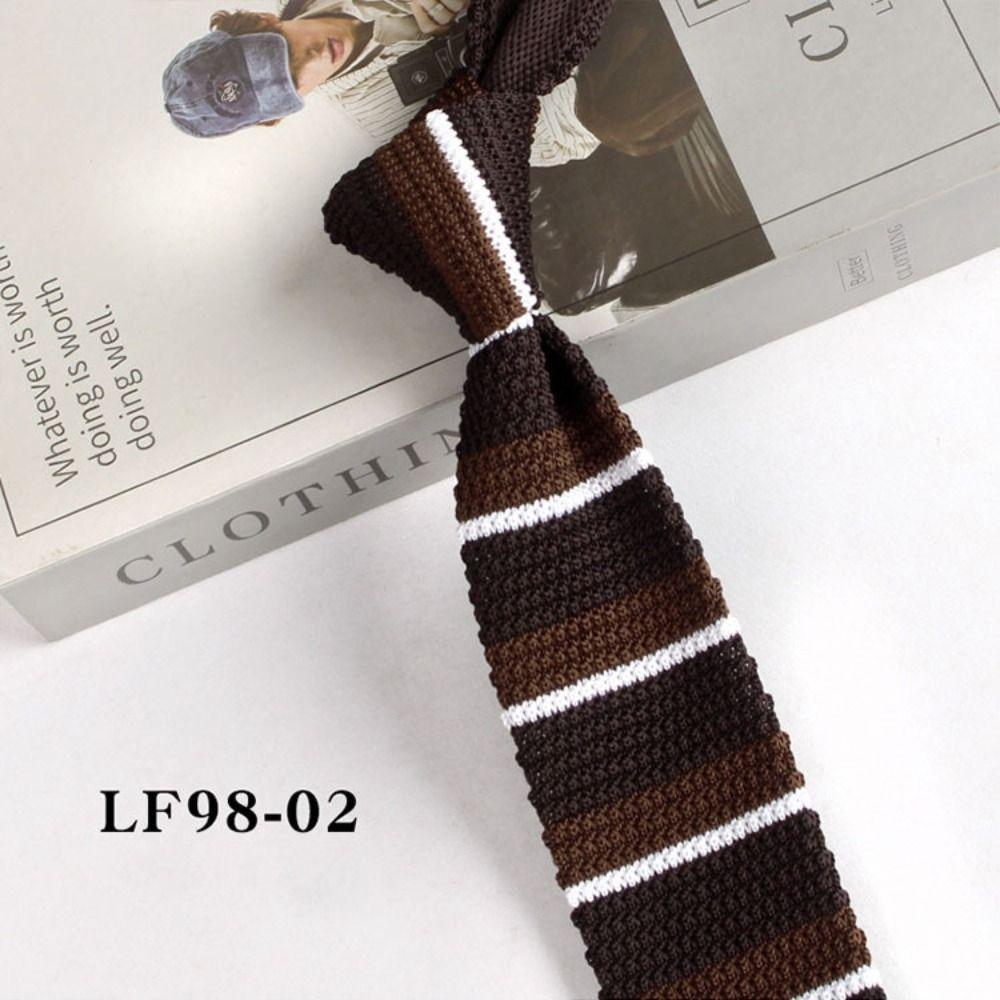 Mode Rétro Chemises à Cravates Tricotées Rayées Accessoires Cravates de Costume Cravate Tricotée Étroite Cravate Décontractée Pour Hommes