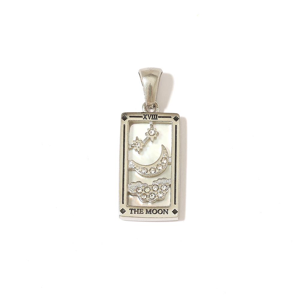 18k Gold Electroplated Stainless Steel Tarot Card Pendant - European & American Style, High-End Waterproof Design for Women