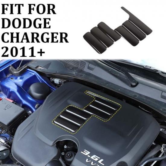 

Carbon Fiber Engine Shroud Cover Trim Sticker For Dodge Challenger Charger 2009+