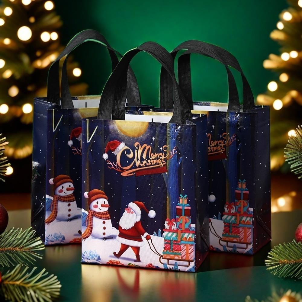 Large Christmas Gift Bags 6 Pack - Reusable Non-Woven Christmas Gift Bags with Handles for Holiday Xmas Party Gifts Wrapping
