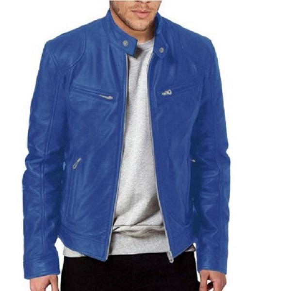 Mens Motorcycle Leather Jacket Slim Fit Short-Coat Lapel PU Jackets Autumn Zipper Stand Windproof Leather Coat Mens Clothing