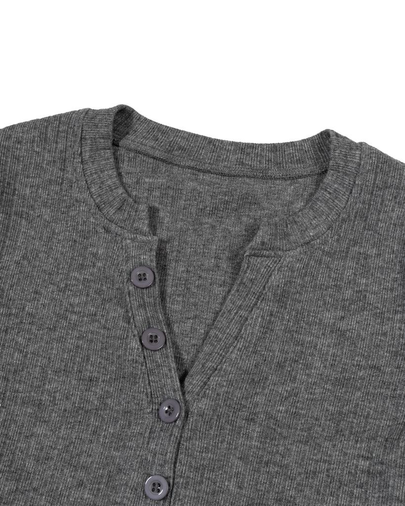 MOAA Henley Rib Knit Top (Gray)