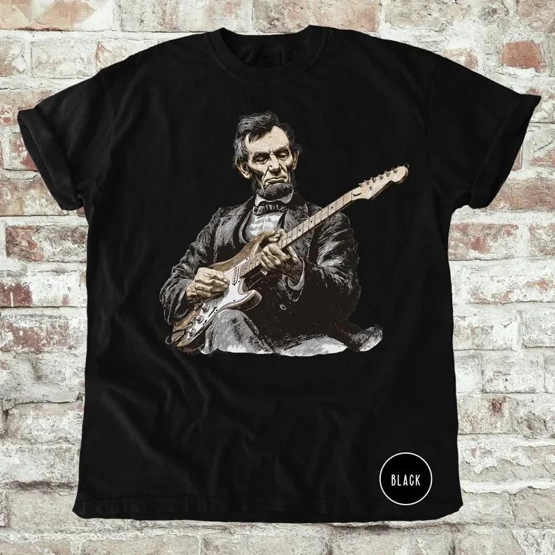 Abraham Lincoln Playing Electric Guitar Vintage T-shirt AN70692 XXXXL