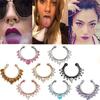 Women's Fashion Punk Rhinestone Inlaid U-shaped Fake Septum Clicker Nose Rings