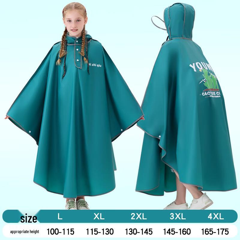 

Kids Hooded Rain Poncho with School Bag Slot