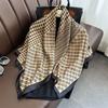 Classic Thousand Birds Grid Printed Silk Scarf 91cm Twill Scarf Fashion Versatile Double D Large Square Scarf Sunscreen Shawl Headscarf