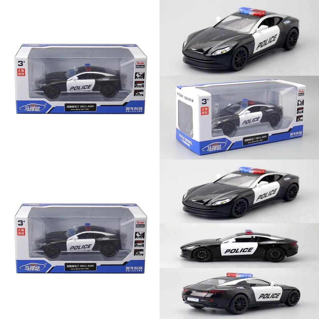 1:32 Aston Martin Db11 Police Car Model With Sound Light And Pushopen Doors For Collectors