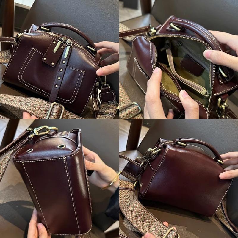 Leather women's bag light luxury niche high-end sense retro atmospheric handbag new fashion versatile shoulder bag