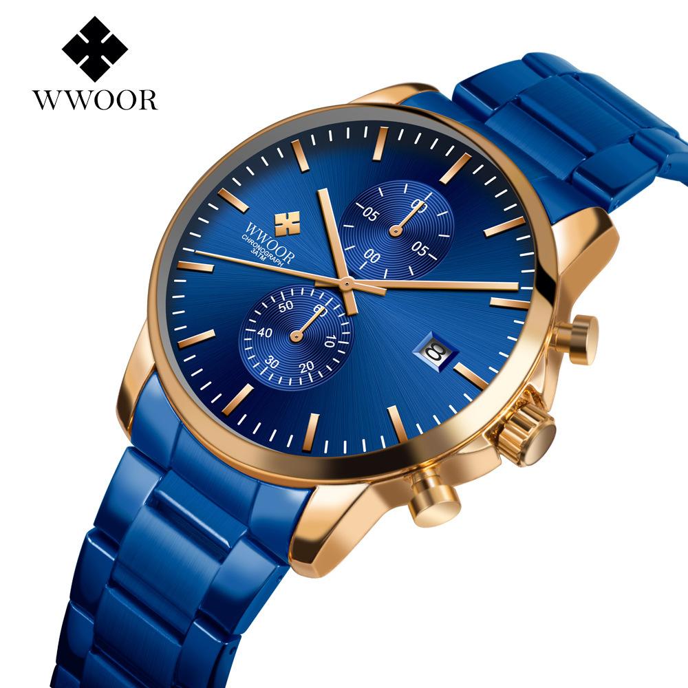 Wwoor Men'S Watch Trend Steel Belt Premium Men'S Watch Simple Quartz Waterproof Men'S Watch 8844