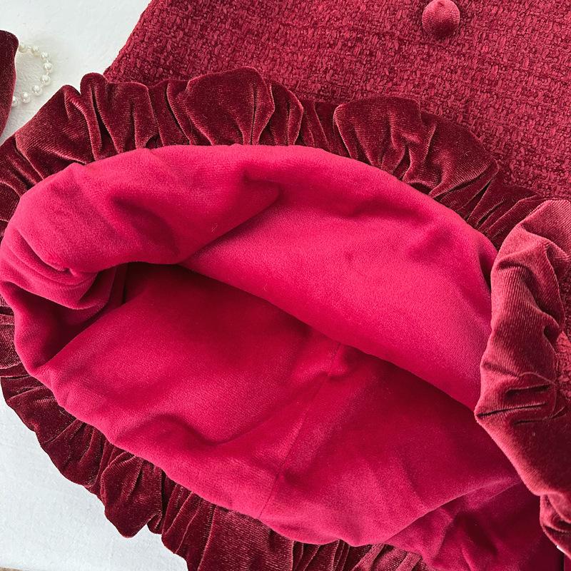 Children's Thick Velvet Lapel Vest Dress - Winter Birthday/New Year Sleeveless Princess Dress