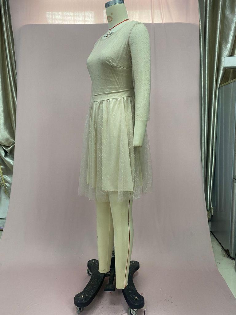 2025 Women's Plus Size High Waist Long Sleeve Evening Dress