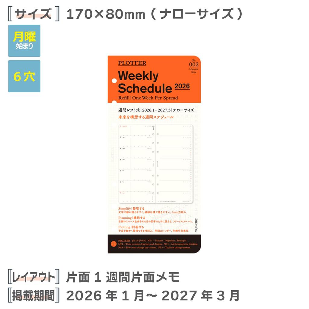 PLOTTER System Notebook Refill 2026 Narrow Weekly Left 77718175 (Starts January 2026)
