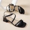 Sommer 2026 Damen Übergröße Sandalen mit klobigem Absatz - Europäischer & Amerikanischer Stil Einriemen-Quadratische Zehenpartie