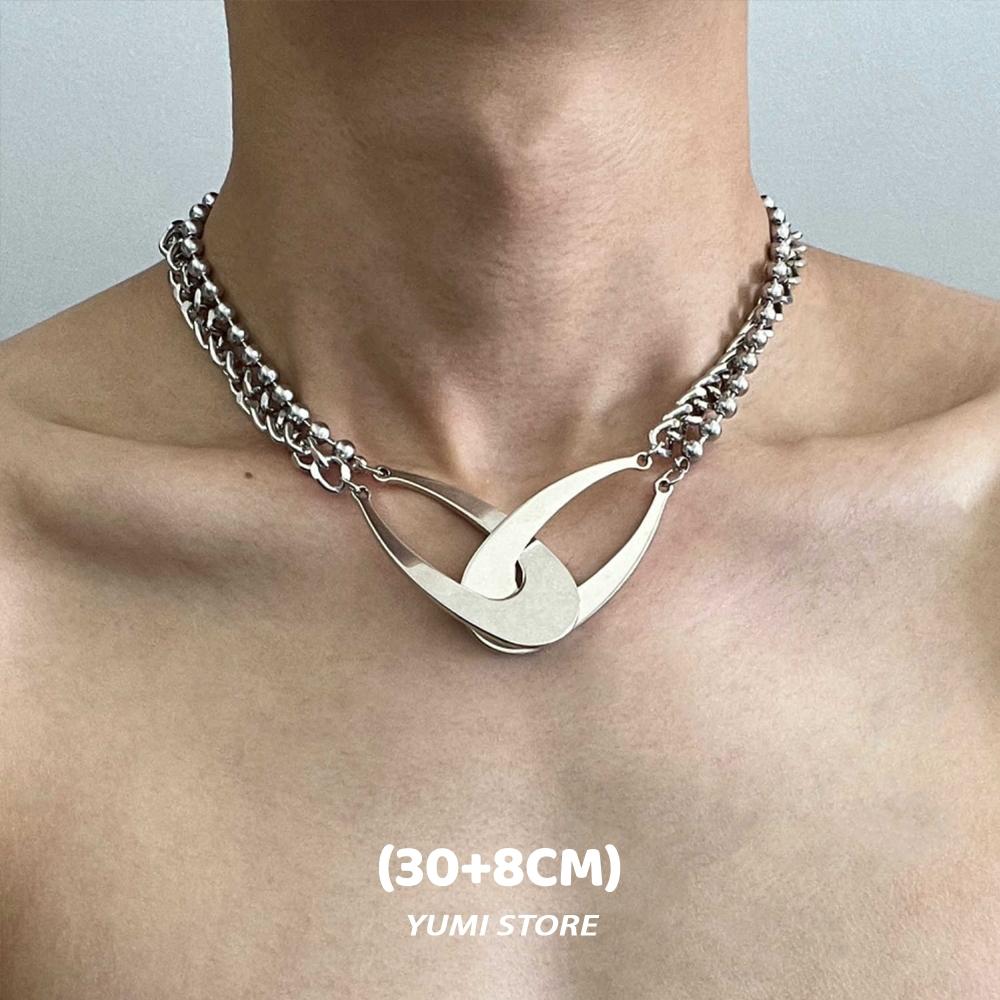 

Punk Double Loop Cross Choker For Woman Man Luxury Clavicle Chain Necklace New Hip Hop Couple Kpop Y2k Gift