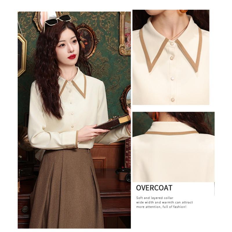 Dámská vintage manšestrová košile s broušeným povrchem na jaro a podzim, topy jako vnitřní spodní košile