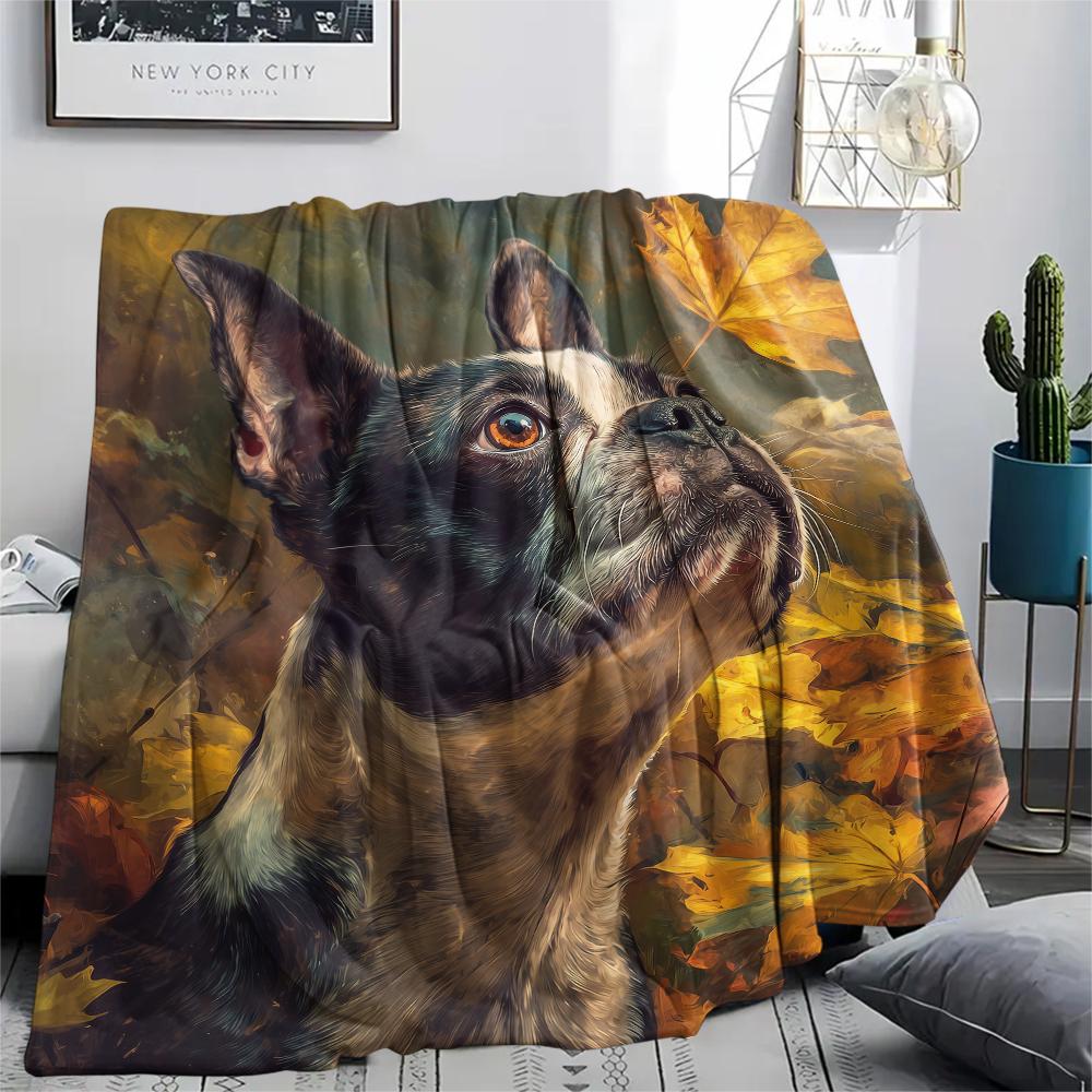 

Boston Terrier Oil Painting pattern Flannel Blanket, High quality Comfortable for All Seasons, Home Decor, Warmth and Comfort, Perfect for Gifts. 80cm x 120cm