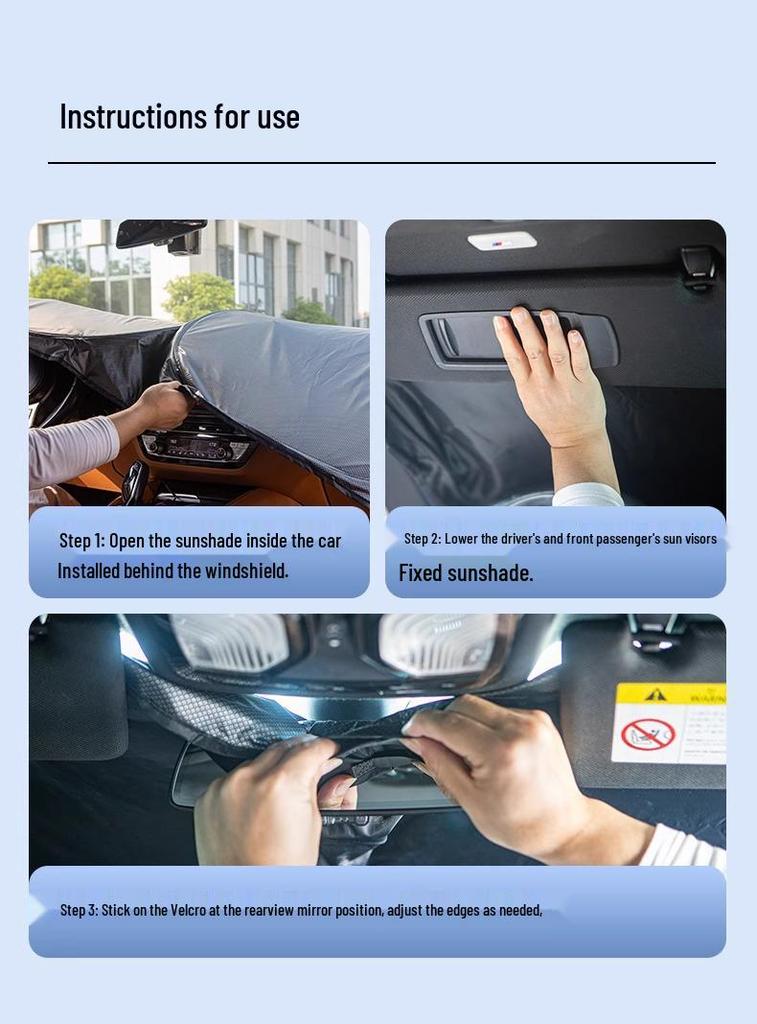 Triple-Layer Car Sunshade: Activated Carbon, UV Protection, Heat Insulation, Light Blocker, Summer Sun Umbrella Curtain.
