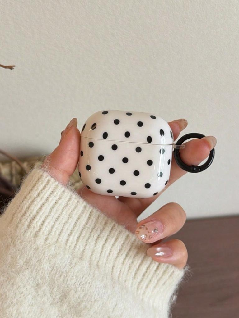 Korean Style Black White Polka Dot Airpods Pro 3 Case for Airpods 3rd Gen Protective Cover with Cute Heart Charm Anti Slip for Airpods 4th Gen