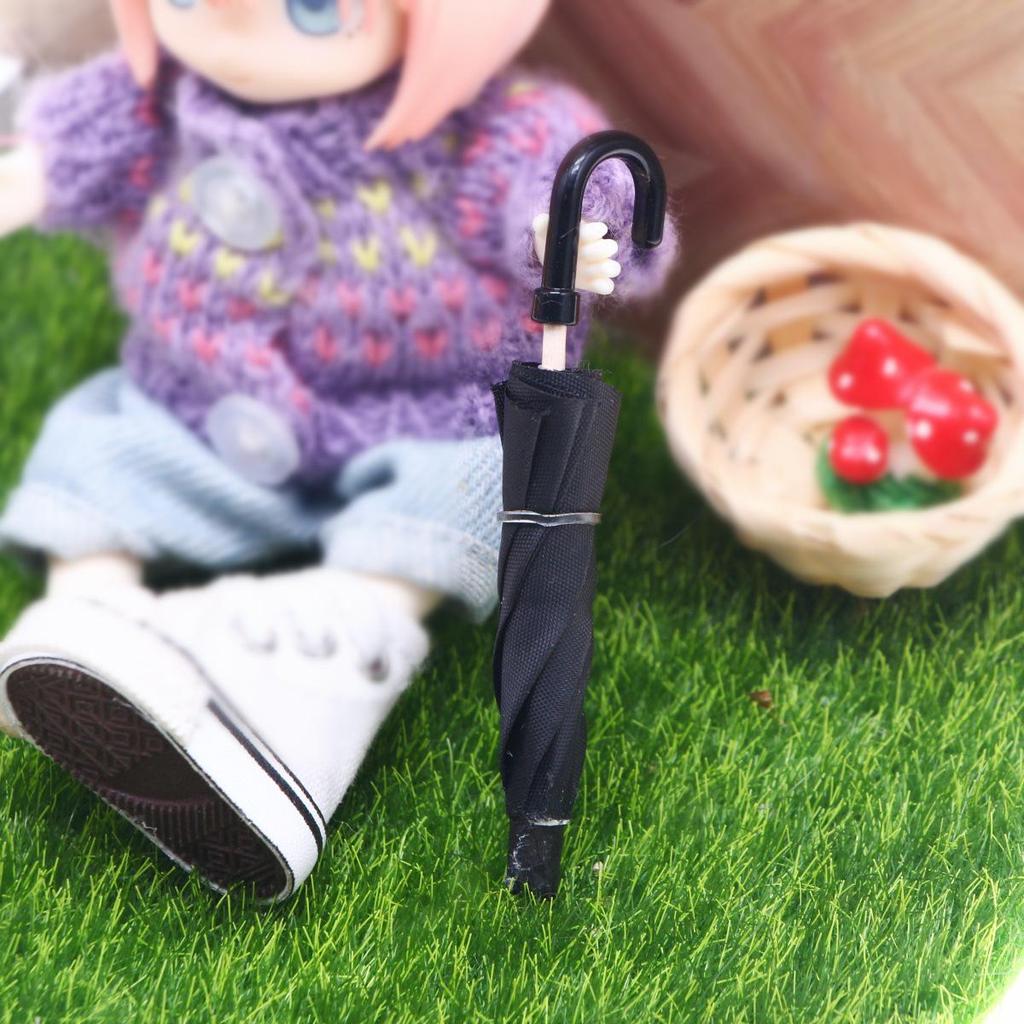 Retro Miniature Black Umbrella for Dollhouse BJD Scene Props
