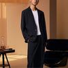 Skechers Casual Sports Series Classic Series Woven Simple Comfortable Long Sleeve Suit Men suits Deep-Night-Black L225M018-03B6