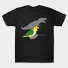 Men Black Print T-shirt T-Rex White Bellied Caique No-Cut Transfer Paper Print Cotton Tshirt