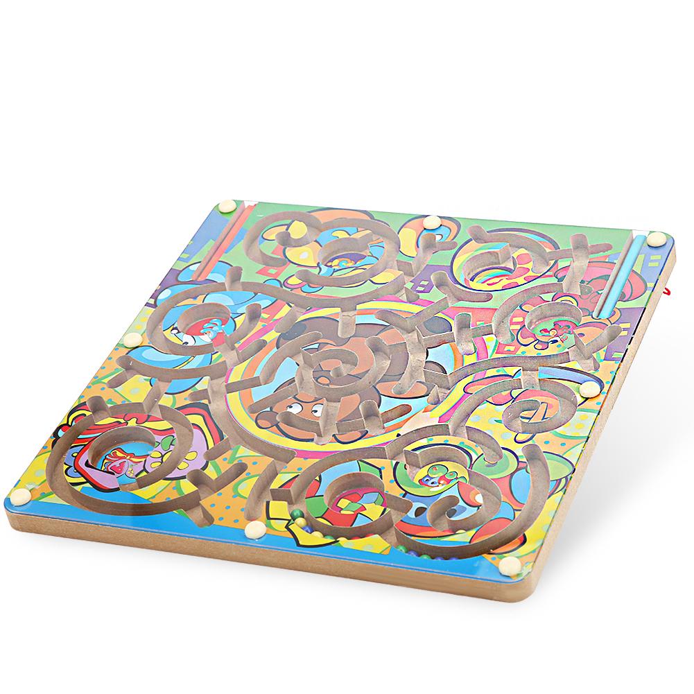 Magnetic Maze Game Puzzle Board Games Children Kid Toddler Educational Wooden Toy