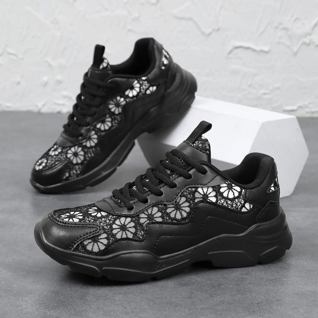 Women's Lace Dad Sneakers Lightweight Breathable Casual Athletic Shoes with Chunky Sole for Walking and Everyday Wear