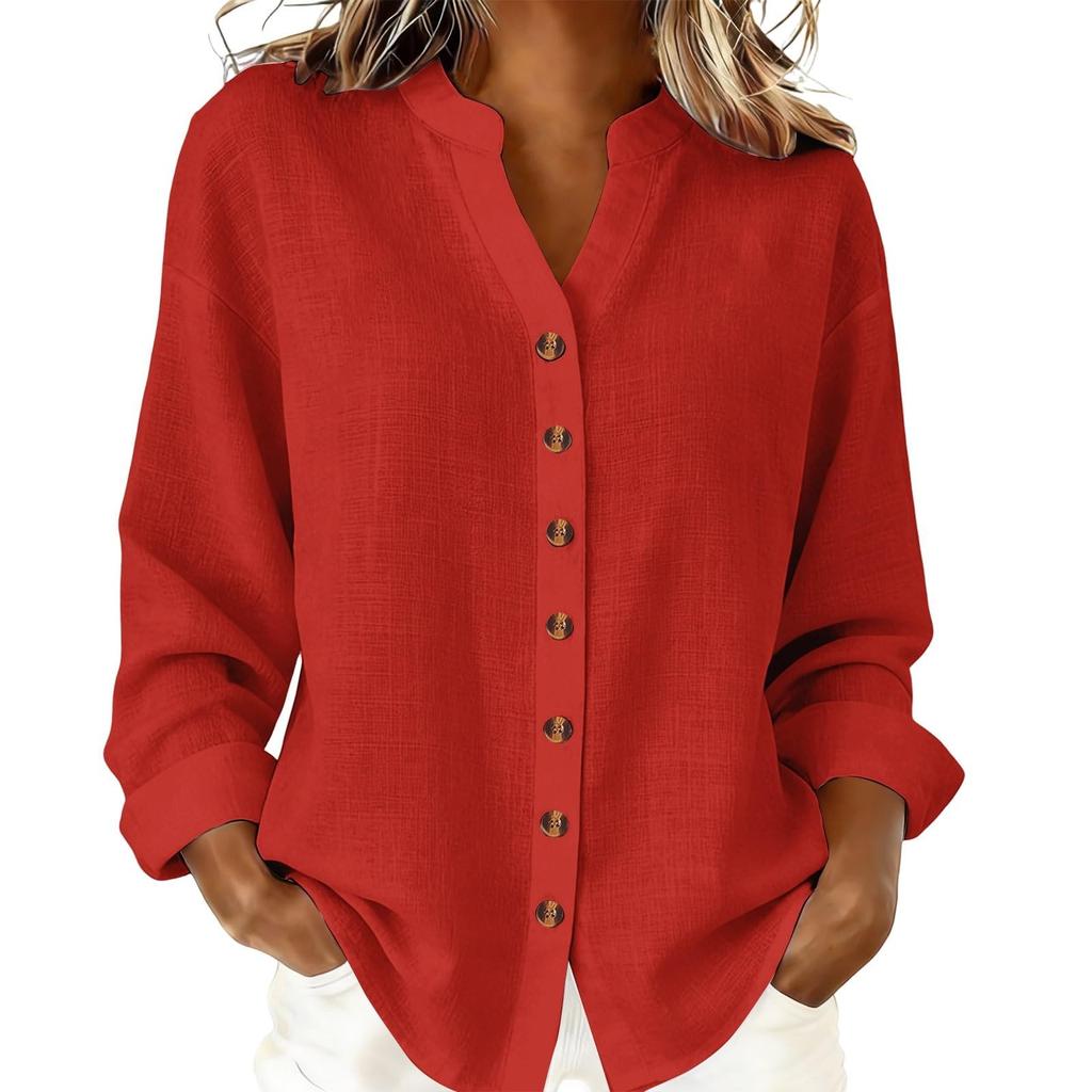 Women's Fashion Casual -Colour Long-Sleeved Button-Front Cardigan Shirt T-Shirt Top