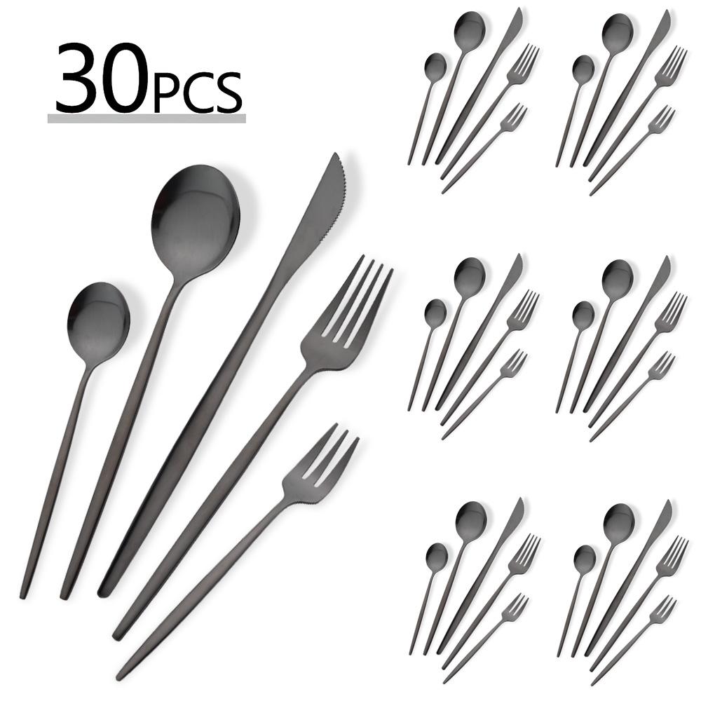 30Pcs Portuguese Style Stainless Steel Dinnerware Cutlery Set High-end Knife Fruit Fork Spoon Flatware Set Suitable for Kitchen