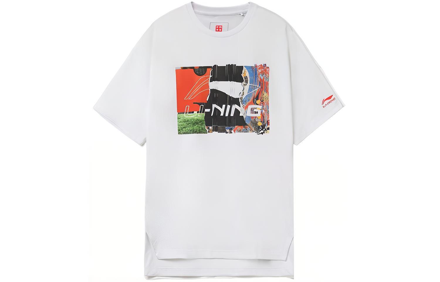 Мужские белые футболки Li Ning с круглым вырезом, умеренного прямого кроя AHSR915-1 L