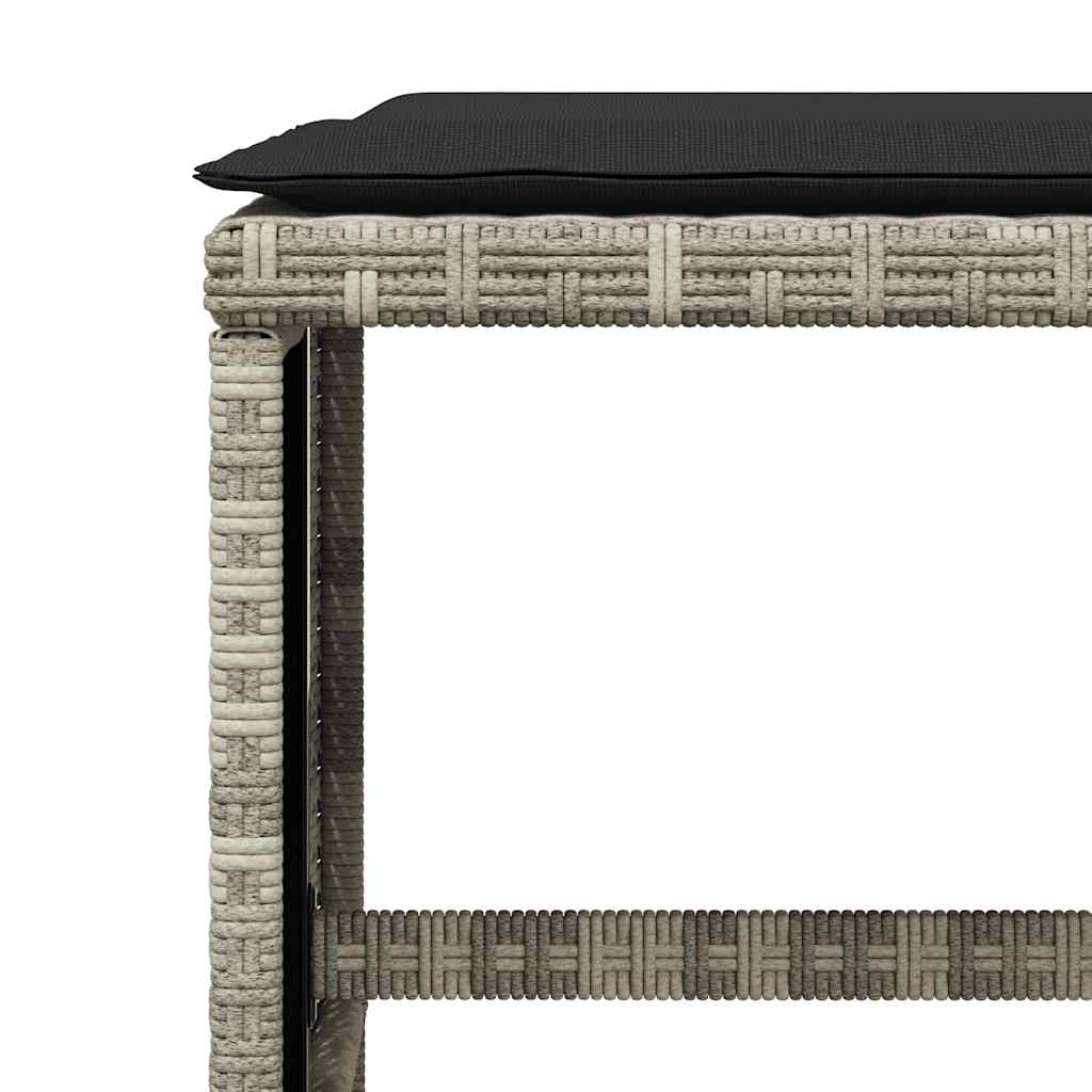 11 Piece Outdoor Dining Set with Cushions Light Grey Poly Rattan