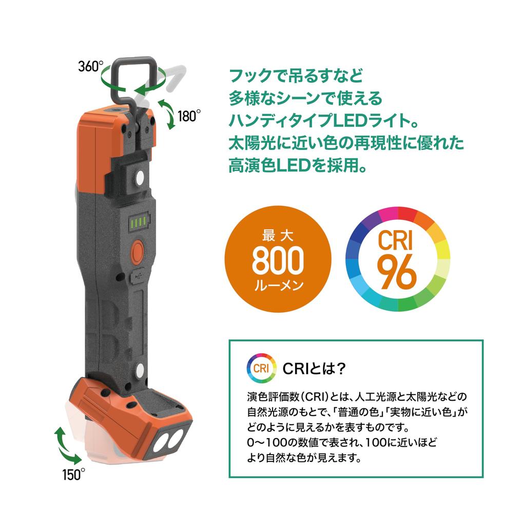 EXHEART LED Inspection Light PRO 20W Neutral Daylight USB Lithium 800 Work with LED Work Construction Handheld High Color Rendering EXL-CRI20P (Warm