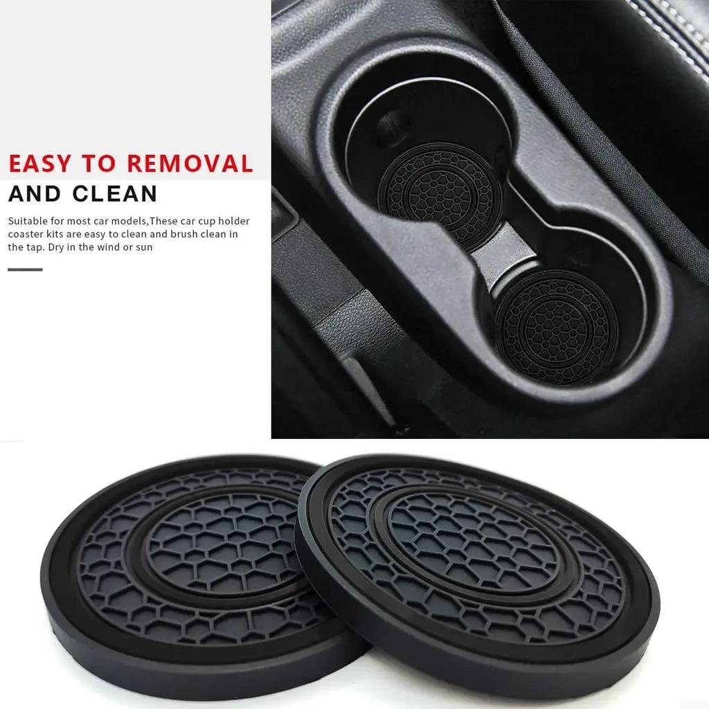 2pcs Non-slip Car Water Cup Universal Pad For Sedan Rubber Mat For Bottle Holder Coaster Auto Interior Anti-skid Cup Holders