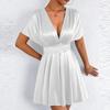 Women S Sleeveless V Neck Sexy Waist Tight Slim Summer Dress