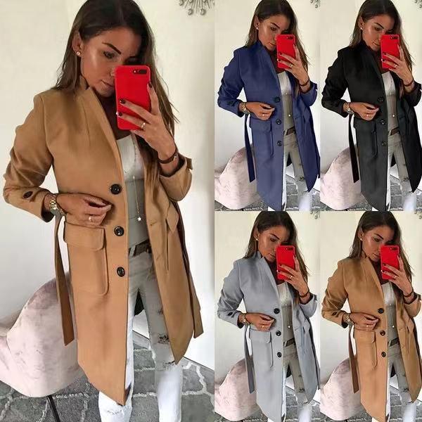 Autumn/Winter High-End Slim Wool Coat Windbreaker for Women – 4 Colors, 8 Sizes